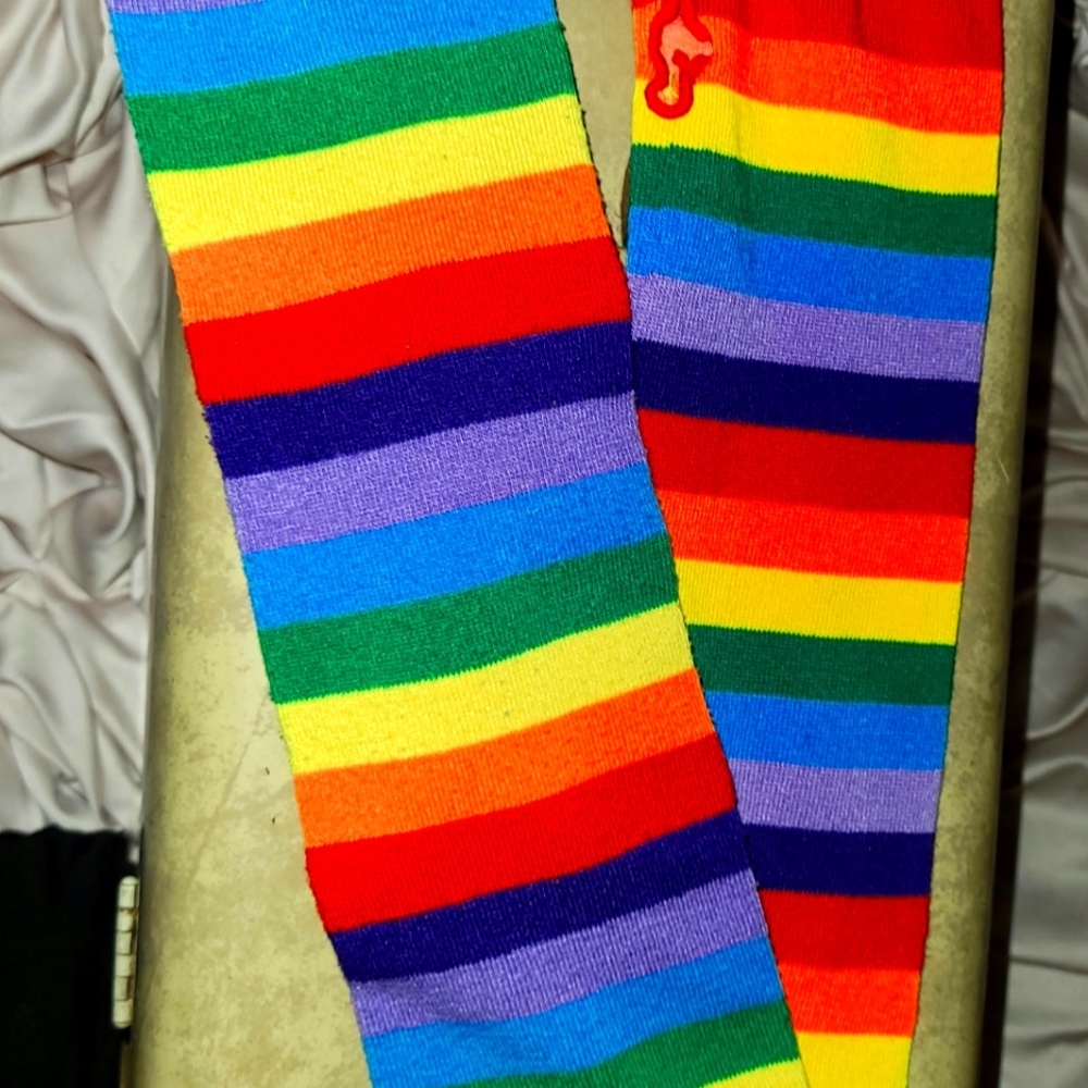 Rainbow arm warmers